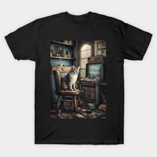 Cat Vintage Gaming Room T-Shirt